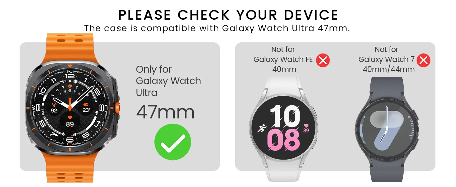 Für Samsung Galaxy Watch Ultra 47 mm Hard Case Gehärtetes Glas Displayschutzfolie für Galaxy Watch 7 Ultra Bumper Zubehör – Detail 2