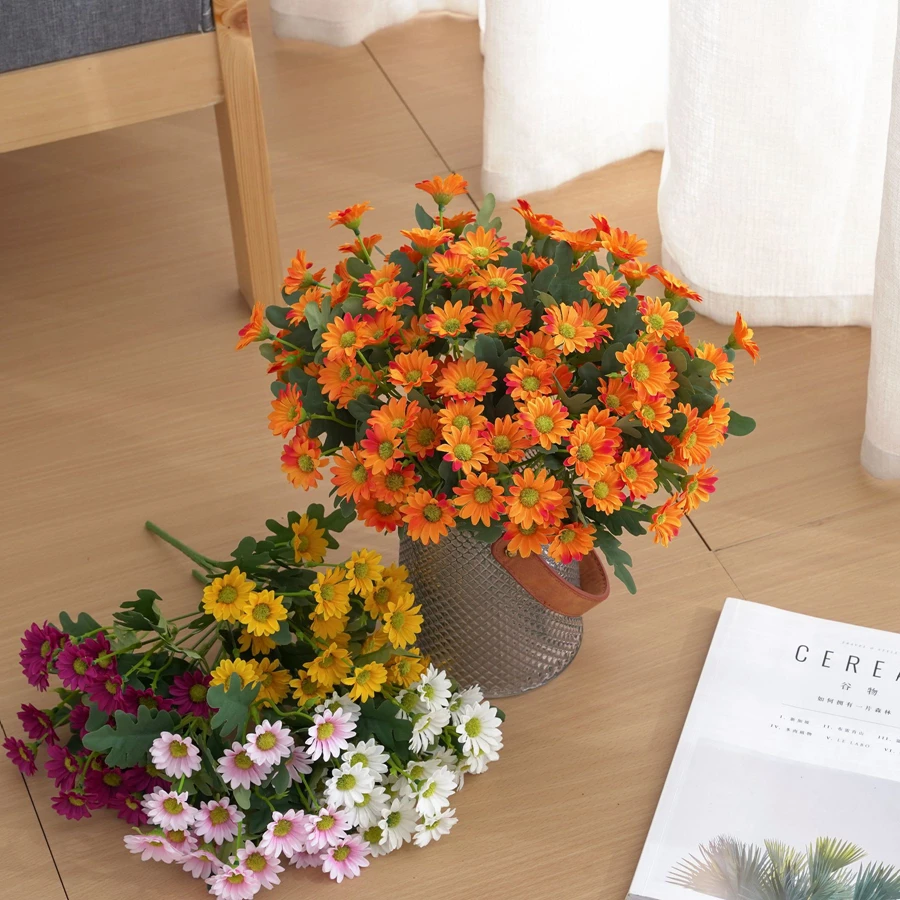 Künstliche Blumen für Festivals, Seiden-Gänseblümchen, DIY-Dekoration für Zuhause, Tisch, Garten, Party, Hochzeit, Outdoor-Bastelarbeiten, Herbstfest, Künstlicher Kranz – Detail 3