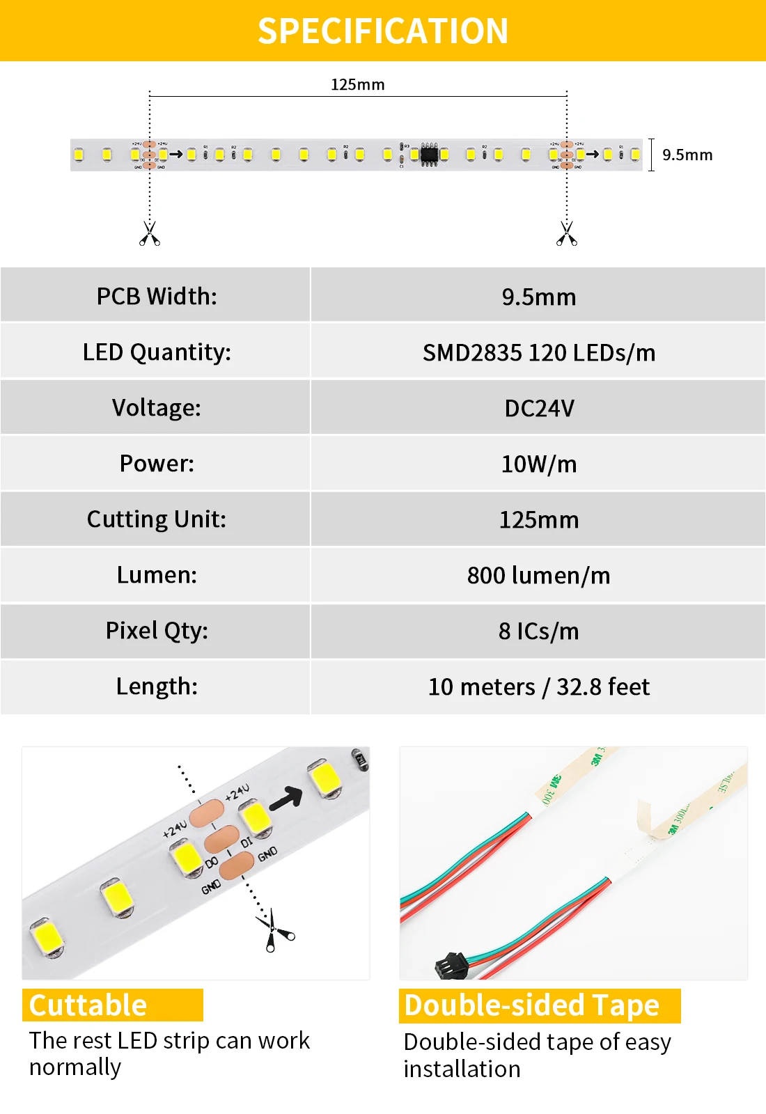 10m Lauflicht-LED-Streifen WS2811 SMD2835 120LEDs/m Pferderennen Pixel Adressierbare Flexible Lineare LED-Lichtband – Detail 6
