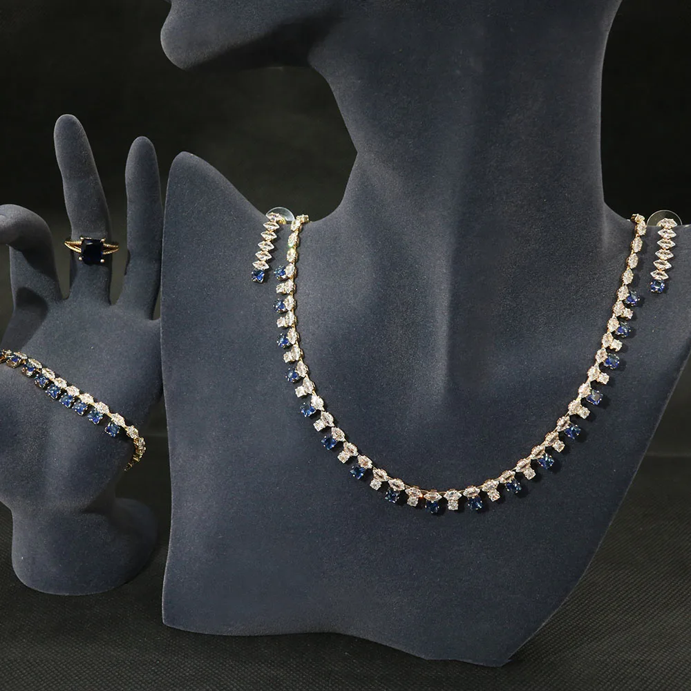 HIBRIDE Simple Elegant 4 Pieces Heartwarming Jewellery Dress Hundred Jewellery Necklace Earrings Set Bridal Wedding Party S-362