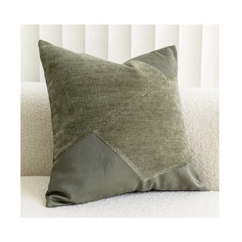 Green Pillows Suede Patchwork Cushion Case Modern Decorative Pillow Cover For Sofa 45x45 Living Room Home Decorations