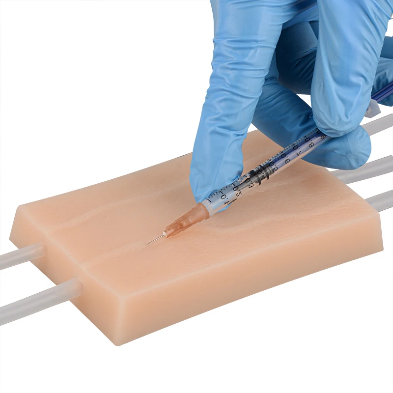 Injection Training Pad Silicone Human Skin Suture Model Y/4 Vein Imbedded Layers Injection Practice Model