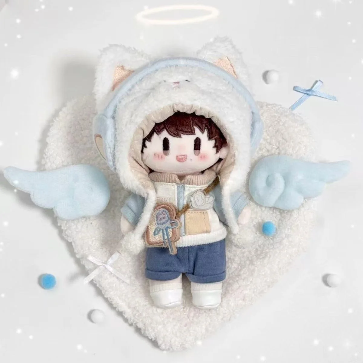 

10cm Cotton Doll Kawaii Cat Ear Hat Jacket Pant Outfith Cool Doll Clothes Decoration Gift Cotton Stuffed Dolls Toys Accessories
