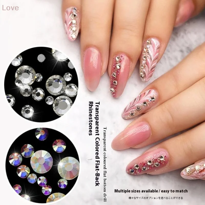 [L & P] 1440 قطعة مسمار الراين كريستال مستدير AB مسطحة القاع مسمار مسمار الأحجار الكريمة الزجاج AB ومجموعة واضحة مسمار الفن السحر DIY بها بنفسك