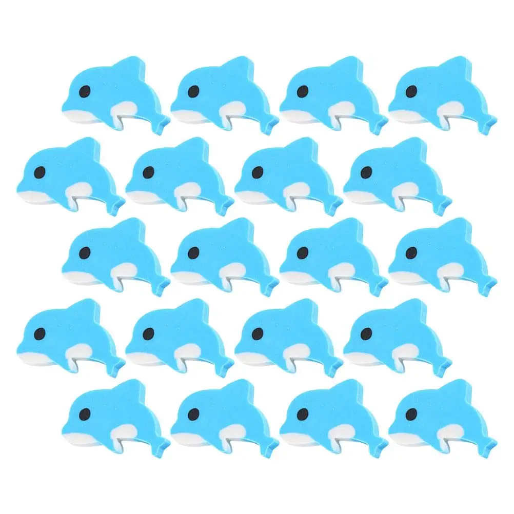 

20 Pcs Dolphin Erasers Mini Kawaii Animal Office School Supplies Cute Cartoon Desk Decor Fun Prizes Kids Student Gifts