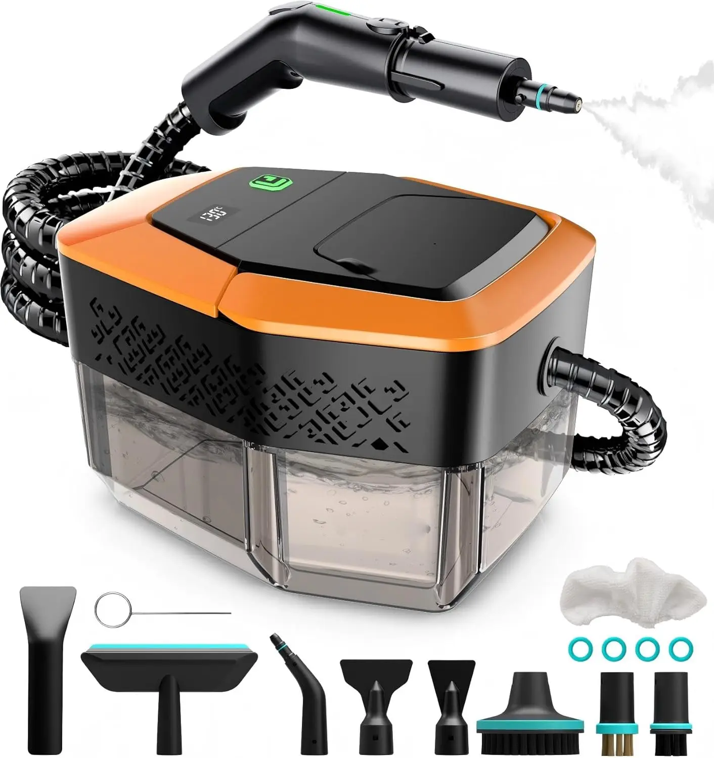 

Steam Cleaner, 3-Level Adjustable Handle, 15s Heat-Up, 1.8L Tank, 12pcs Accessories