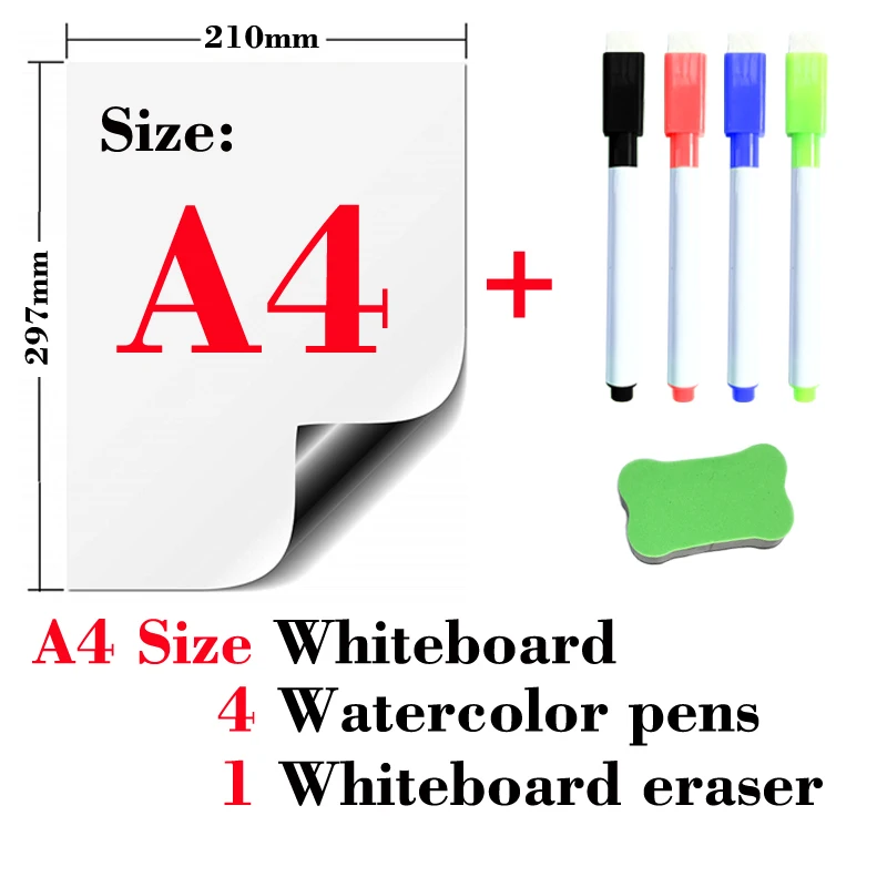 Magnetic Dry Quadro Apagar para Cozinha Geladeira, Reutilizável Mensagem do Escritório, Painting Board, Memo White Board, Calendário, Tamanho A4