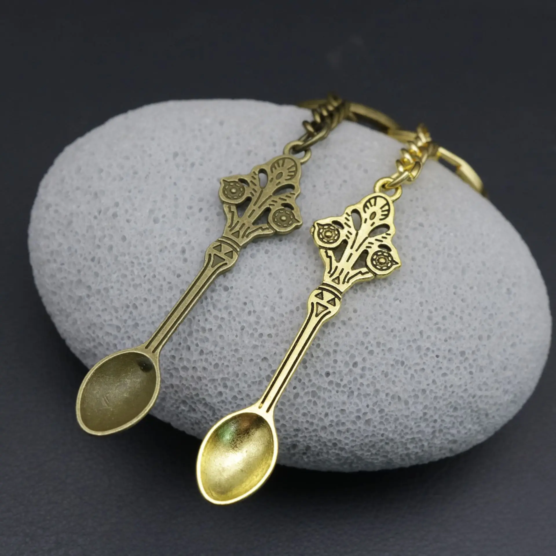 spoon keychain for Filling Vials with Salts Necklace Key Ring Spoon Keychain Teaspoon Pendant Mini