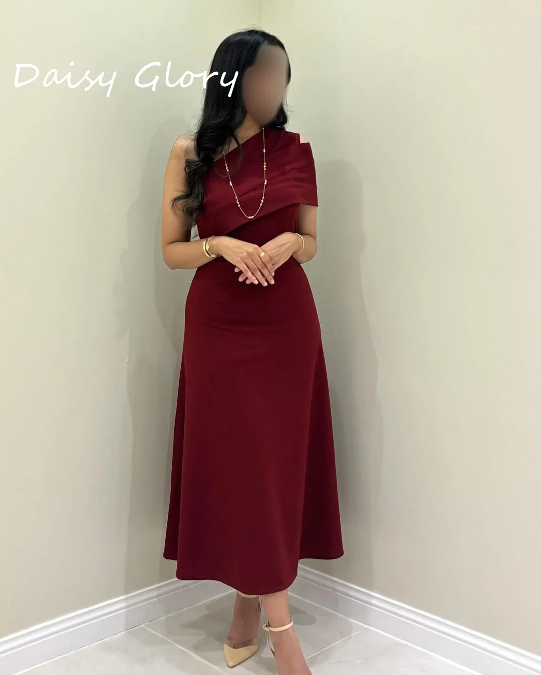 

Burgundy Prom Dresses A-Line One Shoulder Strapless Evening Dress Saudi Arabia Sleeveless Women's Formal Request Party Wedding