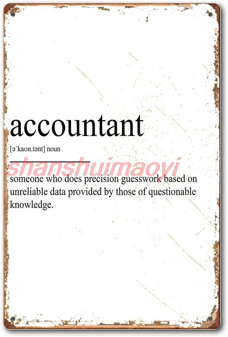 DPHGQGK Accountant Definition Print Vintage Metal Tin Sign Wall Art 8x12inch sign