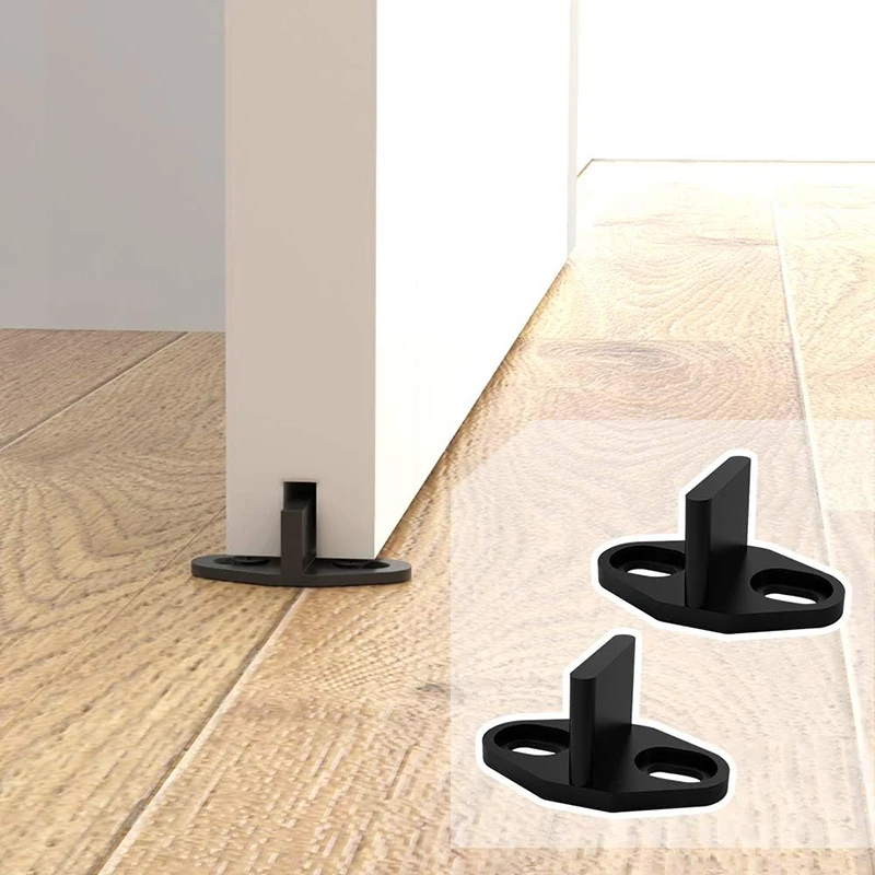 LWZH Barn Door Floor Guides Floor Mount Adjustable Set of 2 Sliding Barn Door Hardware Bottom Adjustable Double Clip Guides