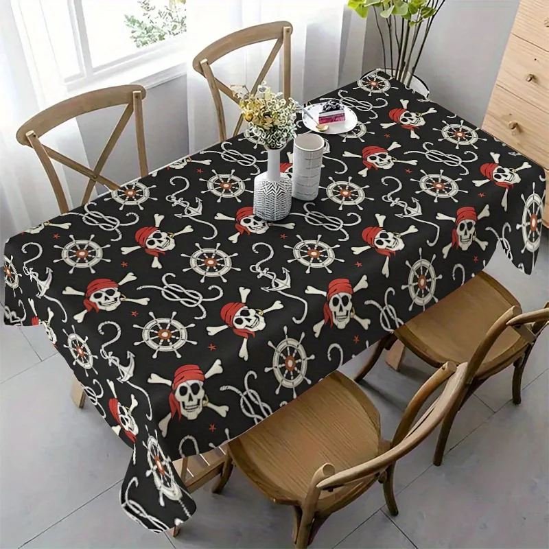 Skull Halloween Rectangle Tablecloth for Table Decor Home Dinner Reusable Table Cloth for Wedding Party Halloween Decorations