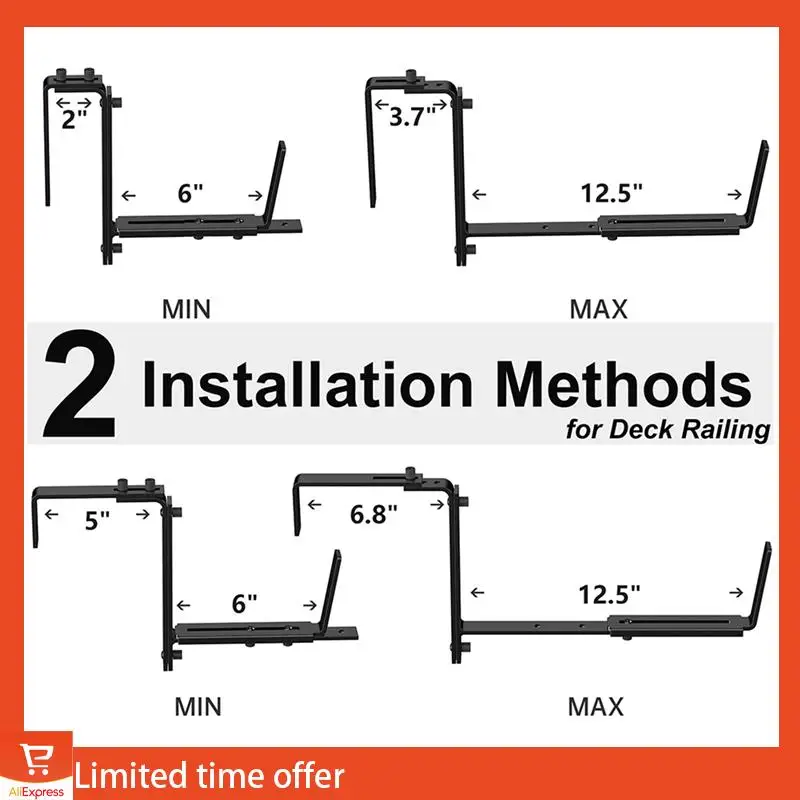 Fresh 4PCS Adjustable Planter Box Bracket (6 To 12.5 Inches) For Flower Box Holders, Window Boxes Plantershooks, Wall
