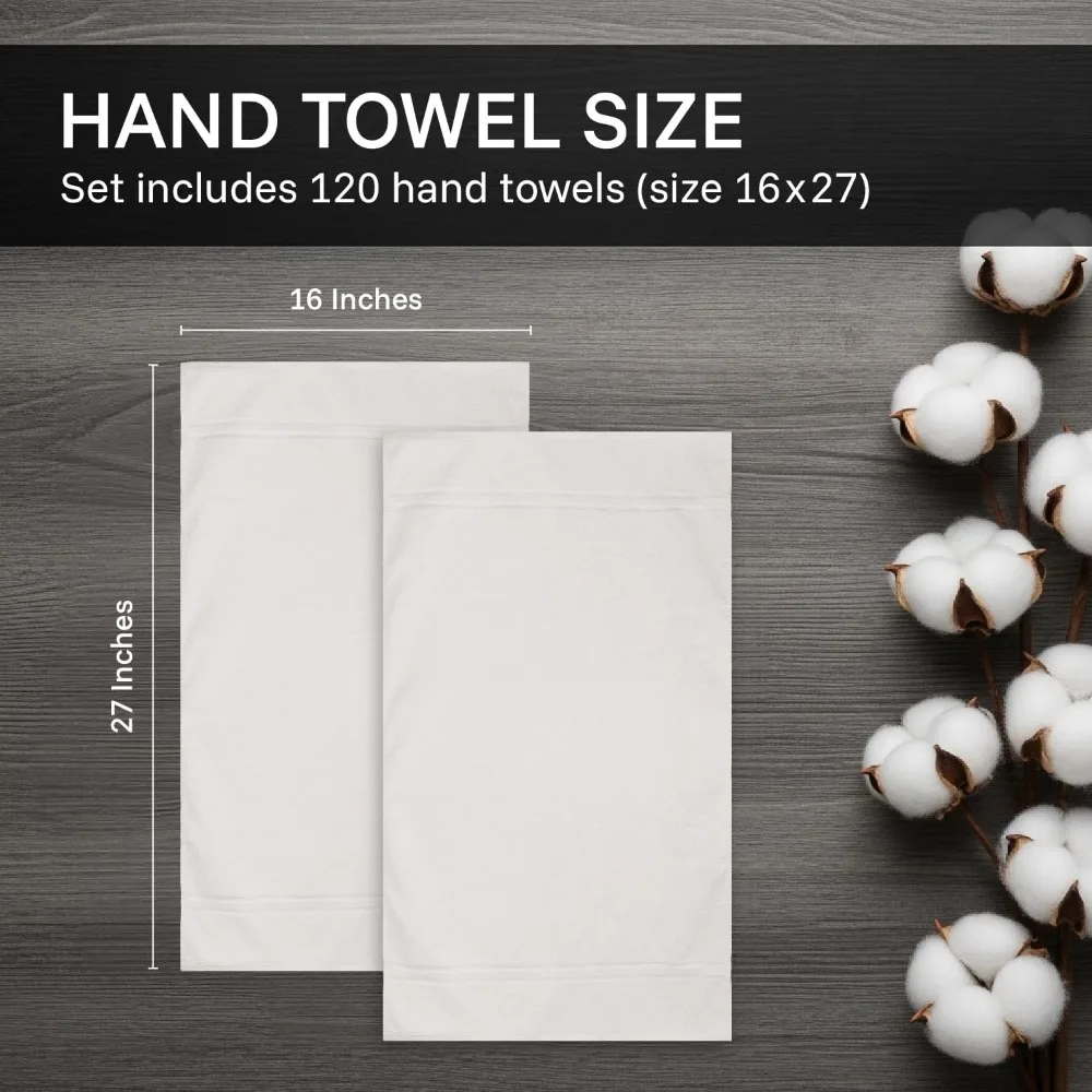 Полотенца для рук Belem Luxury 16x27 оптом — 120 упаковок (16x27) белого цвета — ультрамягкие, очень впитывающие полотенца из 100% хлопка — быстросохнущие, Dura