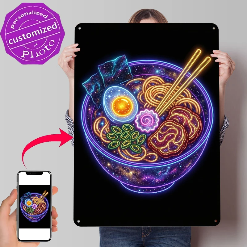 Cosmic Ramen Bowl Tinplate Poster Customized Wall Art Retro Vintage Metal Signs for Fans Interior Accessories Gamer Decoration