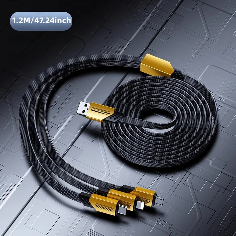 2 قطعة كابل بيانات ميكانيكي سريع الشحن بقدرة 120 وات 3 في 1 مناسب لهواتف iPhone وXiaomi كابل شحن متعدد المنافذ #6