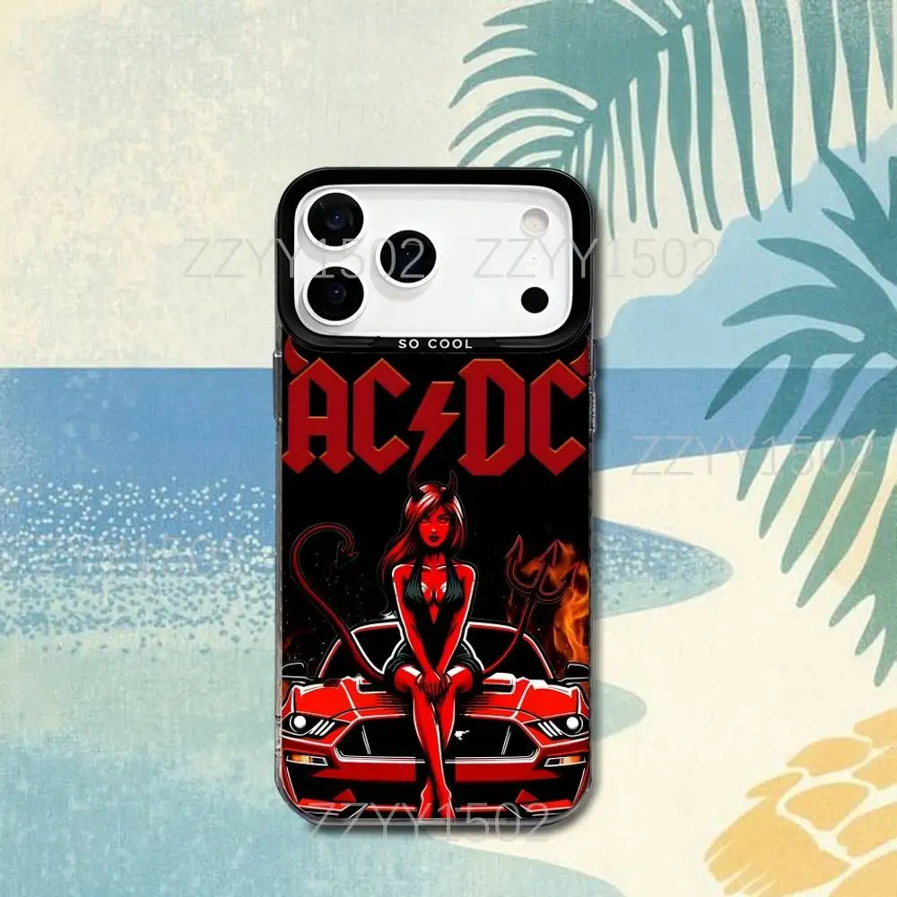 Funda de teléfono A-AC Band D-DC para iPhone 17,16,15,14,13,12,X,8,Pro,Max,Plus,SE4,Air,Mini HD negro IMD mate