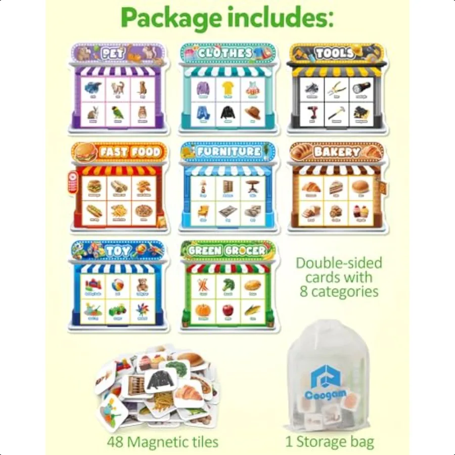 ألعاب الفرز المغناطيسي مونتوري مغناطيس الثلاجة مطابقة لعبة الغذاء الحيوانات الأليفة البقالة الأثاث التعرف على الفئة التعلم التعليمي