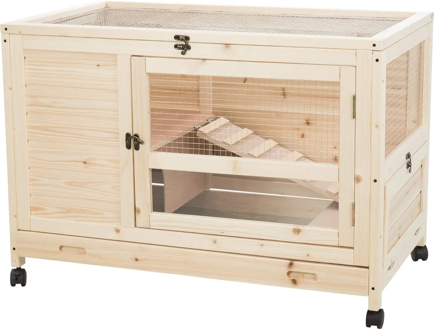 2-Story with ramp rabbit cage Includes lockable wheels