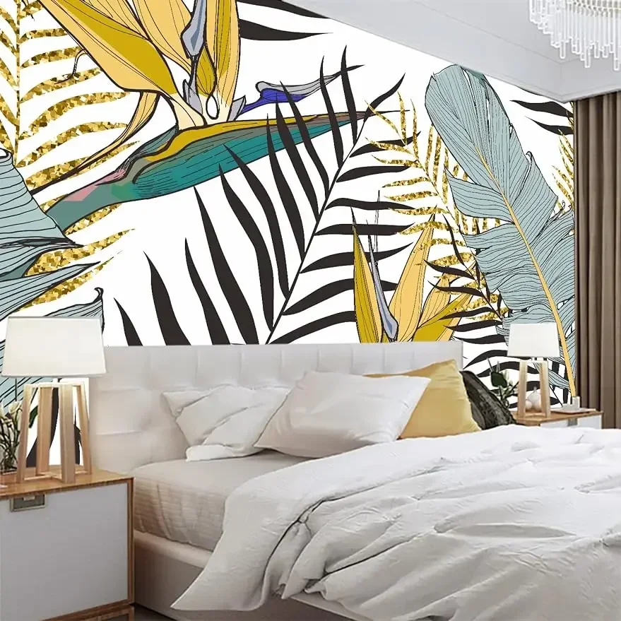 

3D Color Plants Foliage Wallpaper Beautiful Modern Bedroom Office Mural Simplicity Large Living Room