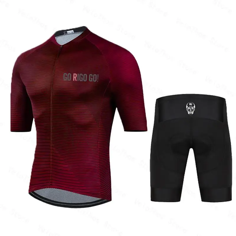 go rigo go Cycling Set Short sleeve Jersey and Bib Shorts Pro Race Men Summer Breathable Bicycle Clothing Suit MTB Ropa Maillot - view 5