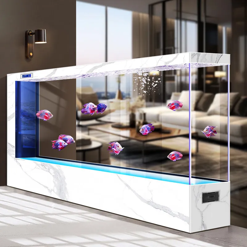 

Умный аквариум-перегородка Smart Eco - большой аквариум из ультрапрозрачного стекла с самоочищающимся дном и нижним фильтром для современного дома и офиса JT40