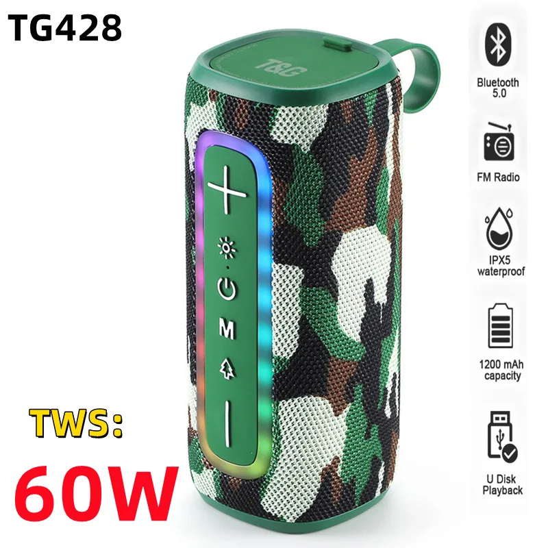 

TG-428 Home Theater Portable Outdoor Waterproof Bluetooth Speaker RGB Light Subwoofer Wireless Small Sound System TWS Boom Box