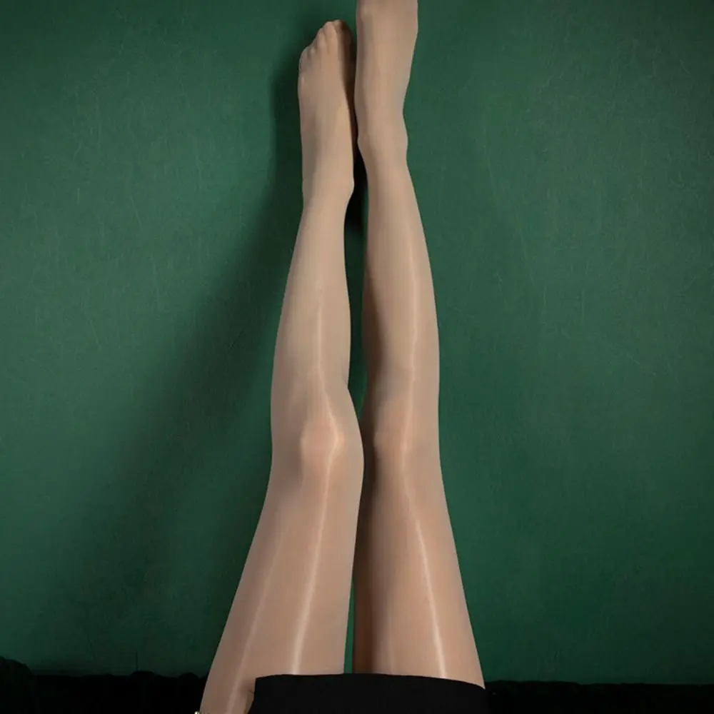 Oil Bright Shimmer Tights 360°Seamless Crotch High-Density Shaping Silk Stockings Stretch Wet Look Shiny Oil Stockings Women
