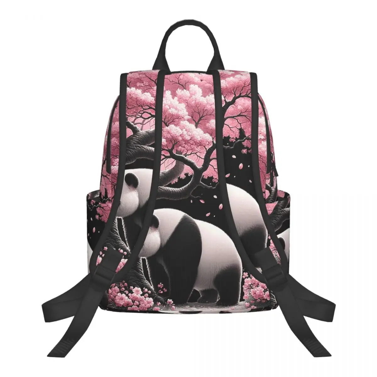 Panda In A Peach Blossom Branch Student Backpack School Bag Hiking Travel Daypack for Boys Girls Bookbag Shoulder Bags
