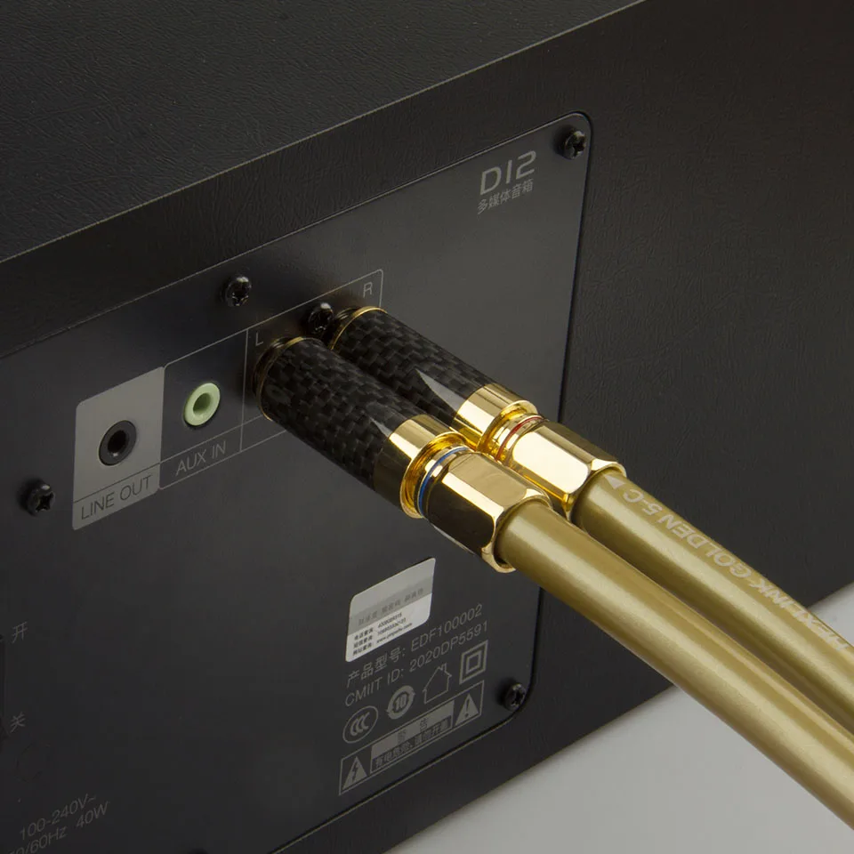 DIYLIVE 1 Paar Hochreines OFC-Kern RCA-Audiokabel 2RCA-Stecker mit Reinkupfer Vergoldeter Stecker für Verstärker - Meterware – Detail 5