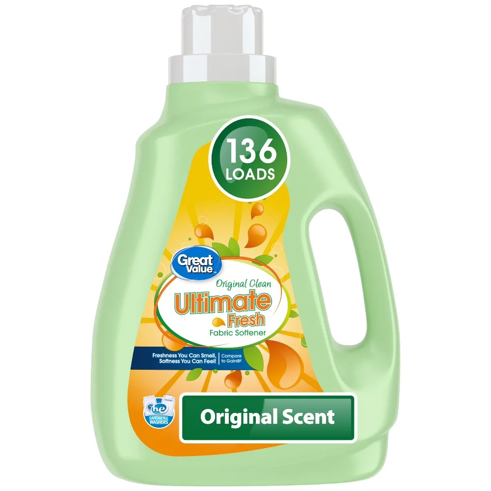 Fabric Softener Liquid Refill Large 136 Loads Ultimate Fresh Original Clean Scent 100 Fluid Ounces Hypoallergenic for Laundry