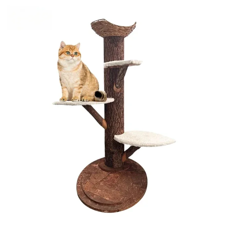 Scratch Post 70in Cat Condo Tree Tower Natural Cork Climbing Frame For Kittens Pet House Play