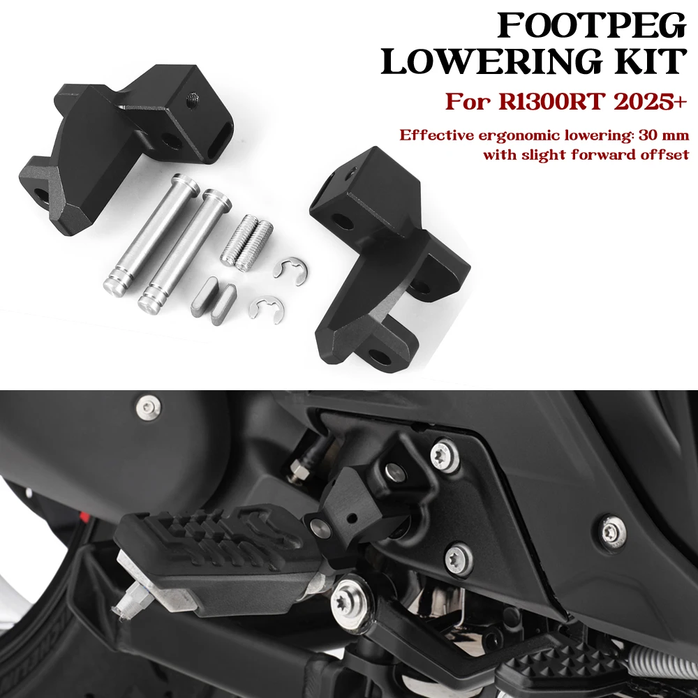 

CNC New Motorcycle Footpeg Lowering Kit For BMW R1300RT R 1300 RT 2025 2026 Front Foot Rests Foot Pegs Black Accessories