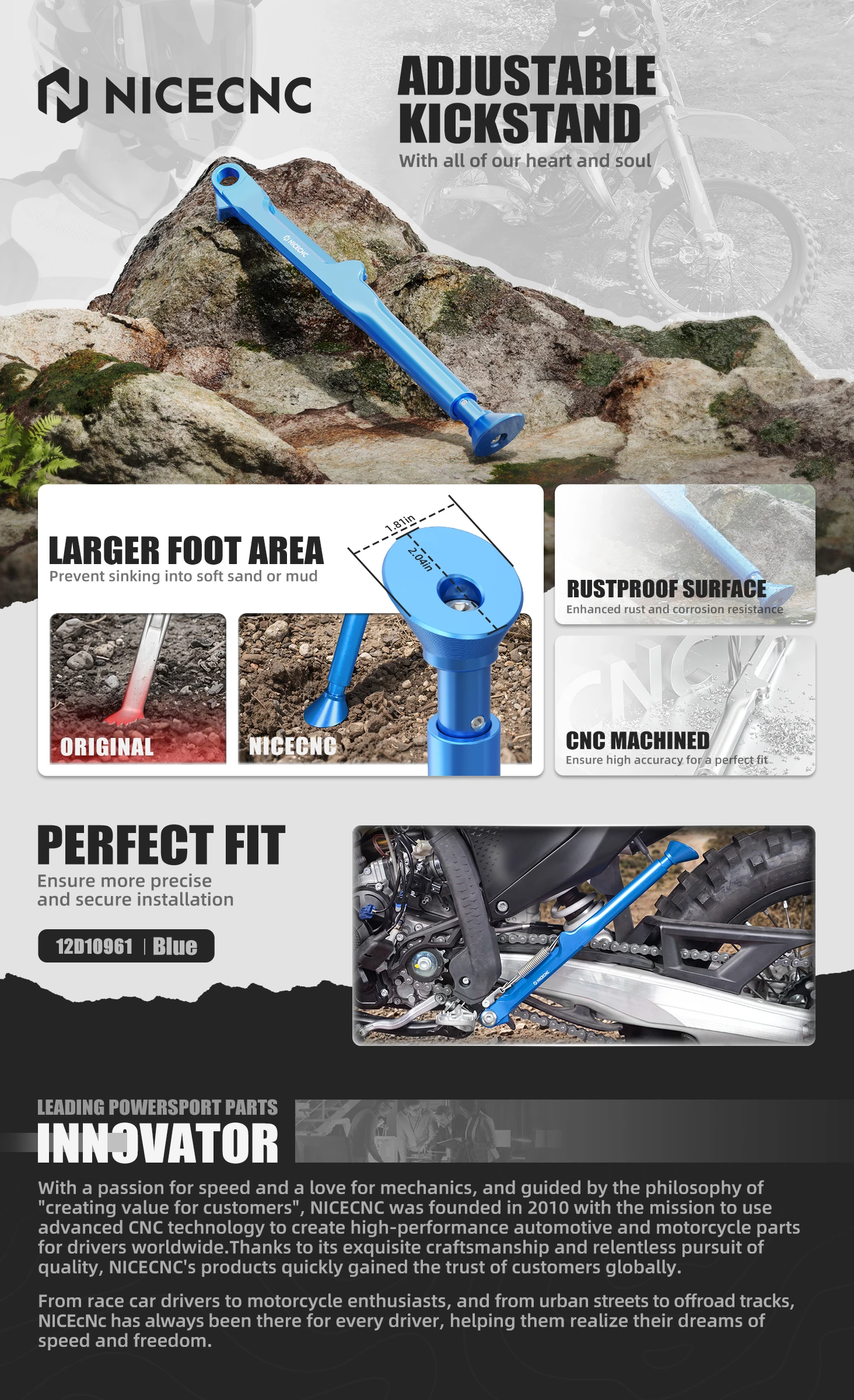 2024-2027 Für Husqvarna TE 300 TE 250 FE 250 FE 350 FE 450 Verstellbarer Seitenständer TX 300 2023-2027 2026 Für KTM EXC 300 – Detail 1
