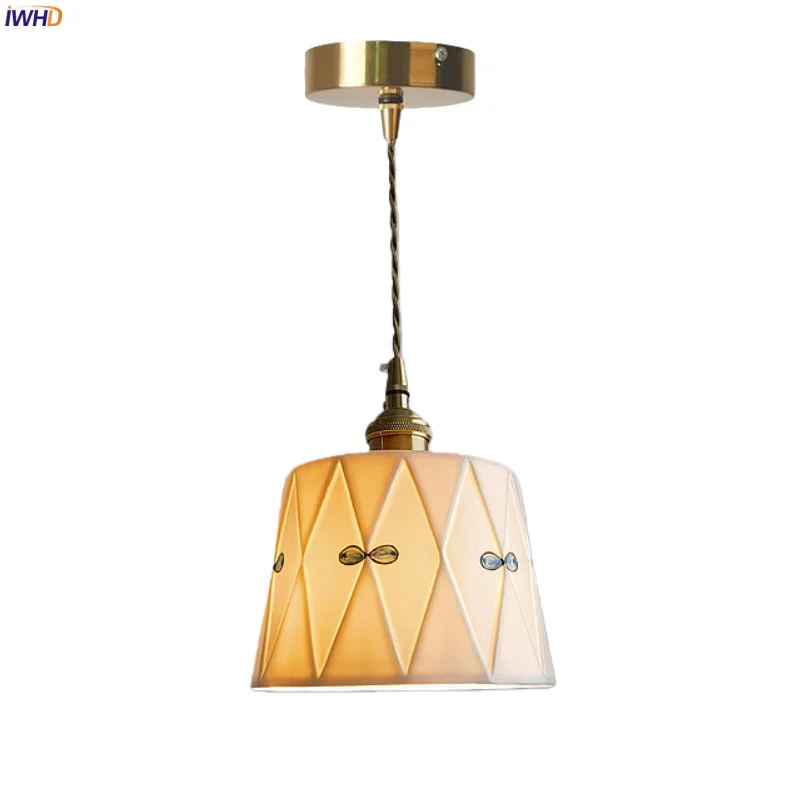 

IWHD Nordic Modern LED Hanging Lamp For Living Room Kitchen Island Bathroom Interior White Ceramic Pendant Lighting Luminaria