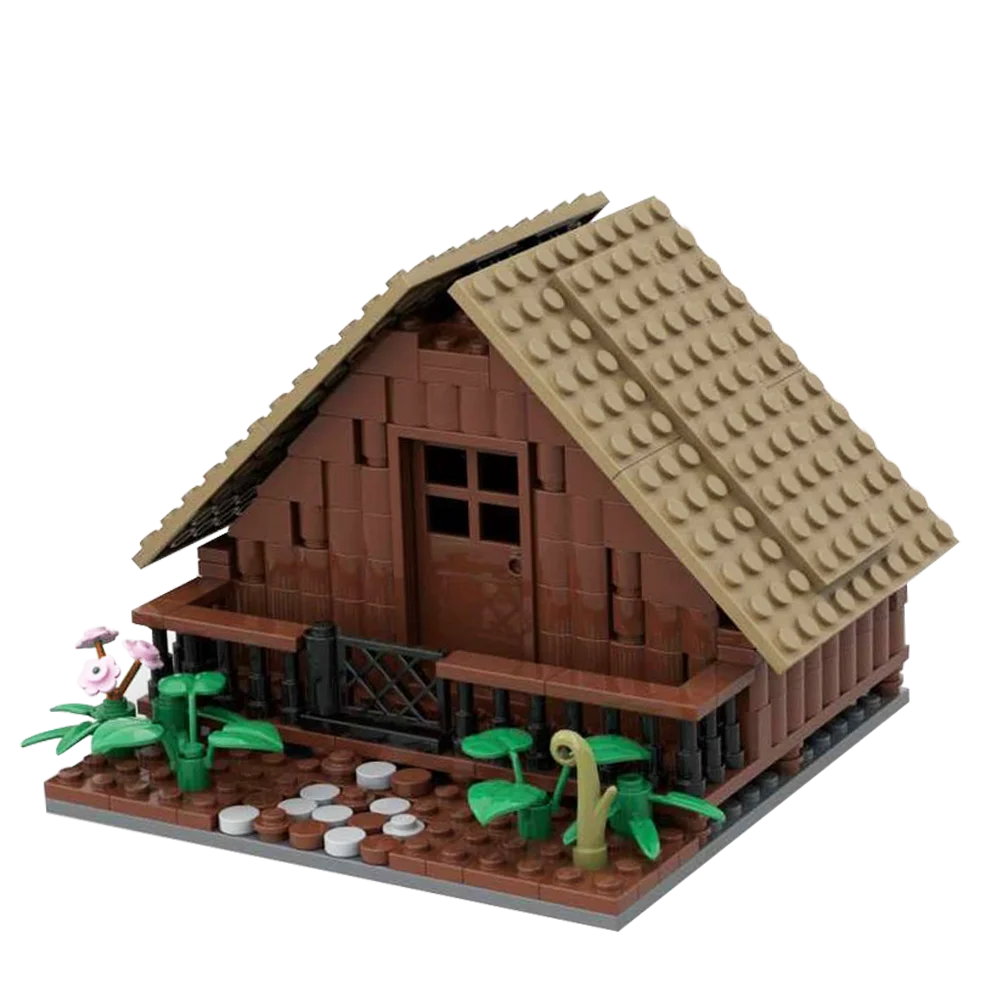 MOC Wooden House without Interior Medieval Viking Long House Model Product Building Block Vintage House Brick Toy Gift