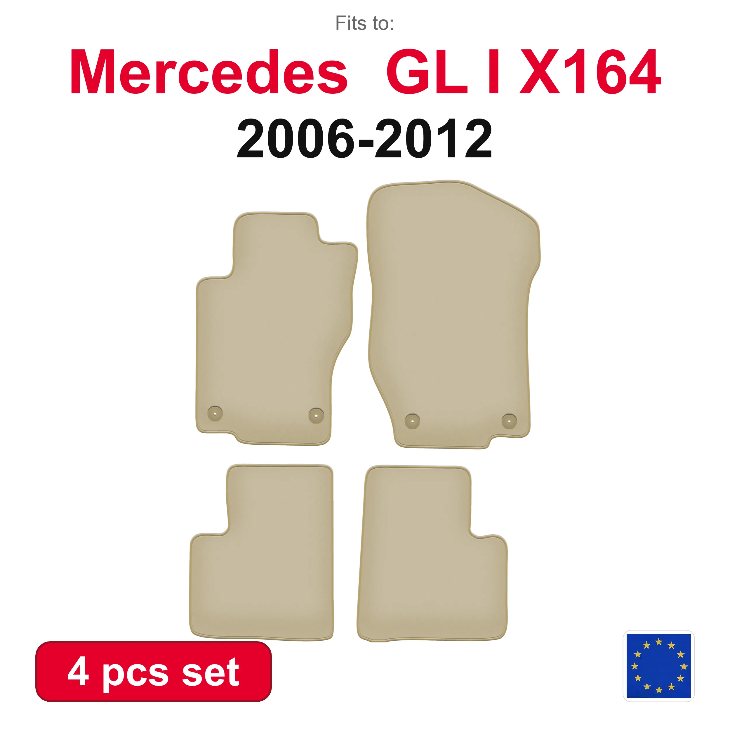 PREMIUM-Autovelourmatten für Mercedes ML W164 SUV (2005-2011) – beige, passgenau (4-teilig), passgenaues Autofußmatten-Set