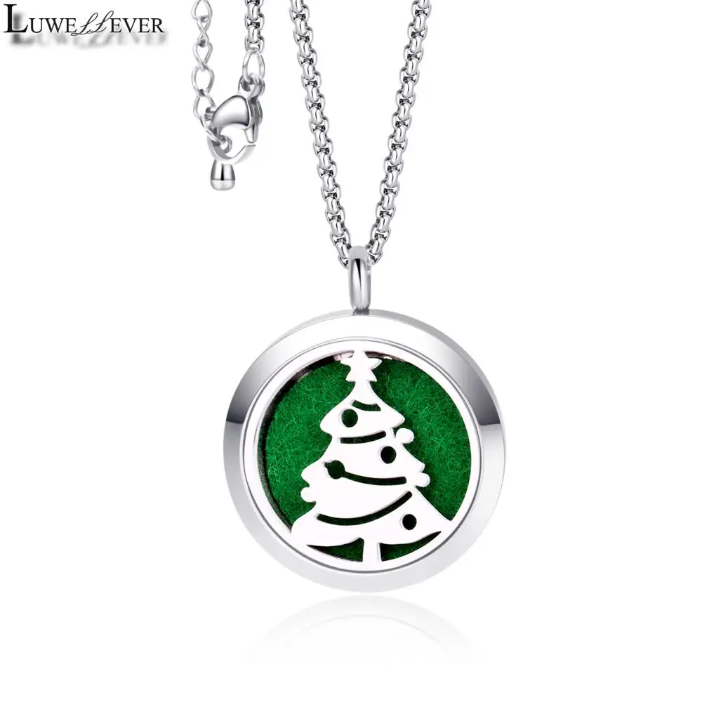 All Stainless Steel Christmas Halloween Easter Air Freshener Perfume Oil Diffuser 30mm Locket Jewelry Pendant Necklace For Women