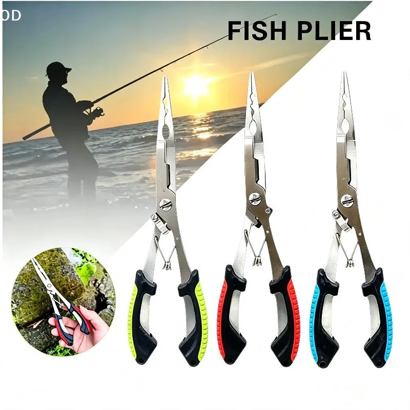Stainless Steel Long Nose Fishing Pliers Non Slip Handle Multi Function For Freshwater Saltwater Fishing Trips