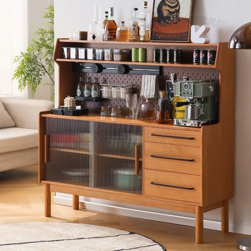Solid wood dining side cabinet integrated locker against the wall Household coffee cabinet half-height storage