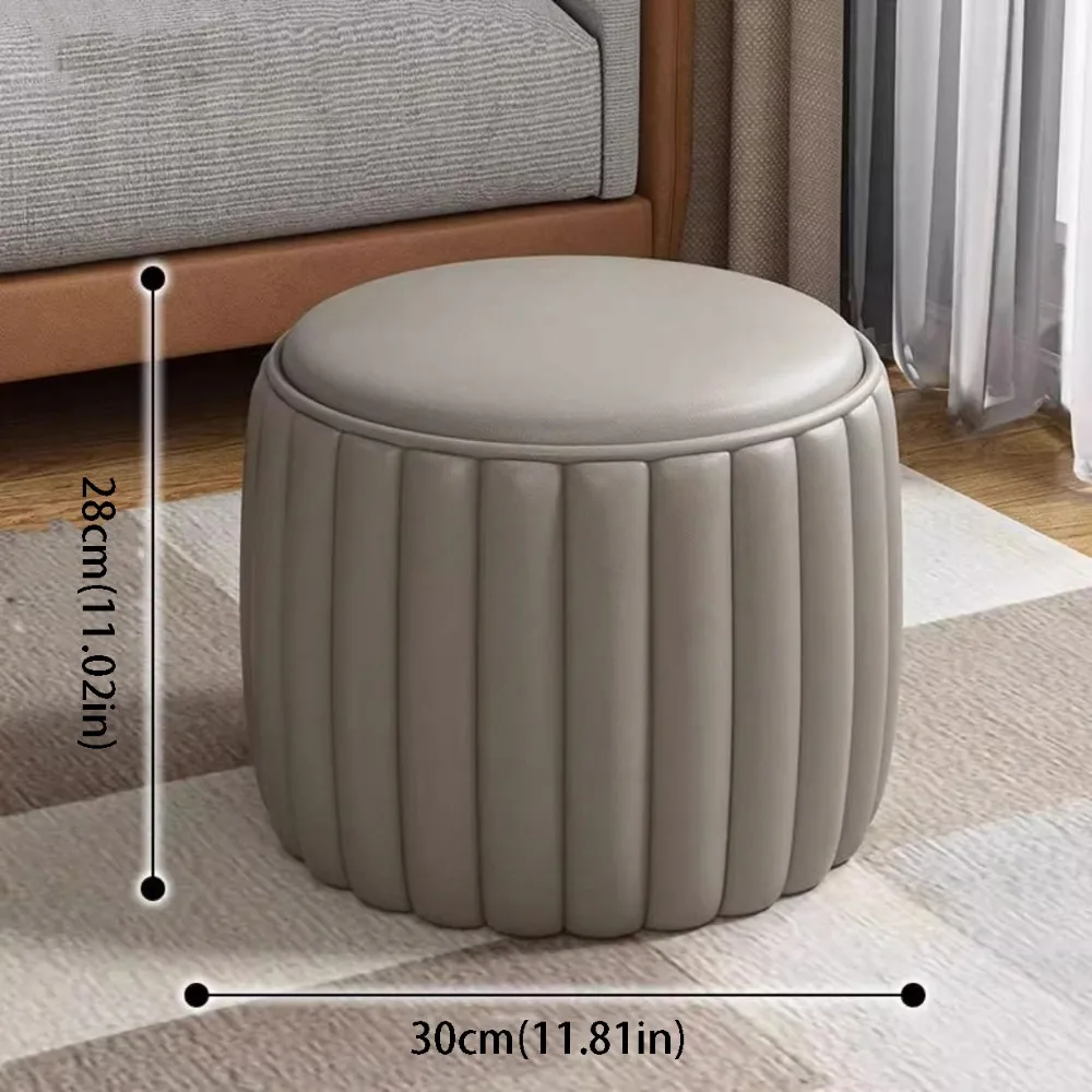 Upholstered Small Stool Cushion Seat Creative Design Pumpkin Stool Solid Construction Low Profile Entryway Ottoman Bedroom