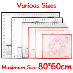 Kitchen Oversize 60/70/80cm Silicone Baking Mat Rolling Kneading Pad Pastry Tools Crepes Pizza Dough Non-Stick Silicone Mats