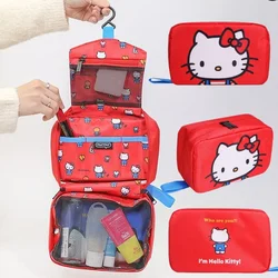 Kawaii HelloKittys Folding Portable Home Makeup Bag Cute Cartoon Travel Wash Multi Functional Dustproof Storage Hanging Bag Gift