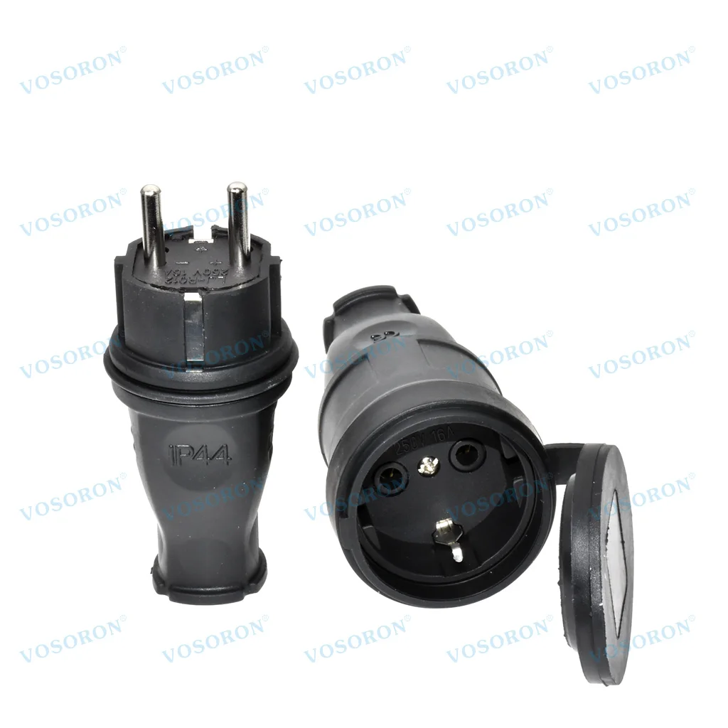 European Rubber Industrial Male or Female Plug Socket 16A 220V-250V 2P+E IP44 Waterproof Electric Power Connector