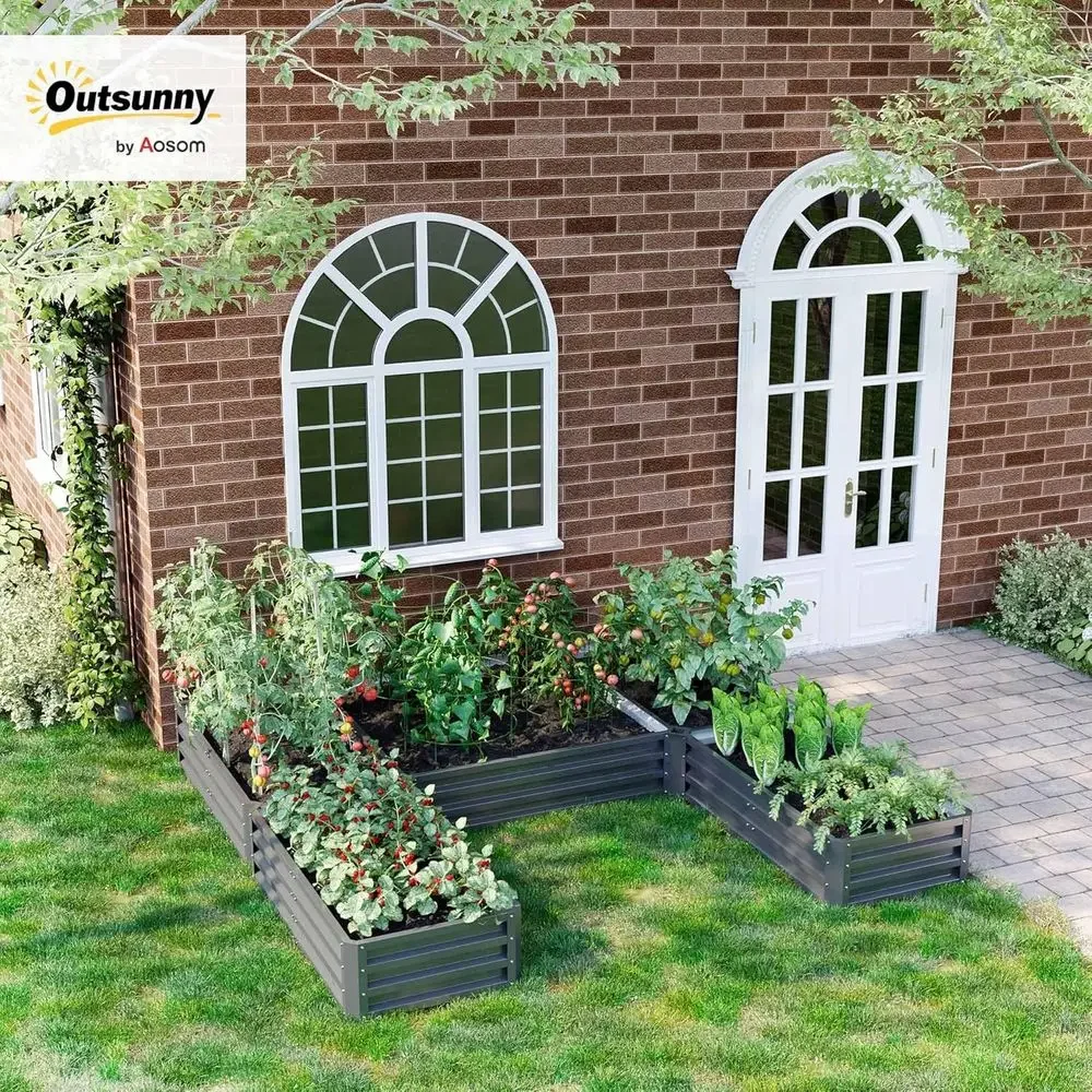 8x8ft Large Steel Raised Garden Bed, Easy Assembly, Ideal for Vegetables, Herbs, Outdoor Plants, Gray