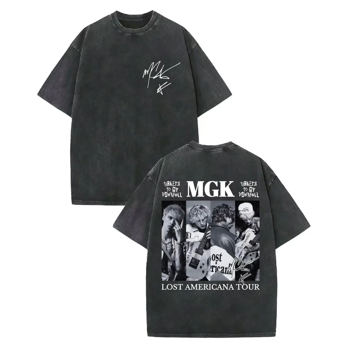 

Vintage Washed MGK Lost Americana Tour 2026 T Shirt Fashion Hip Hop Short Sleeve T-shirt Men Women Casual Loose Cotton T-shirts