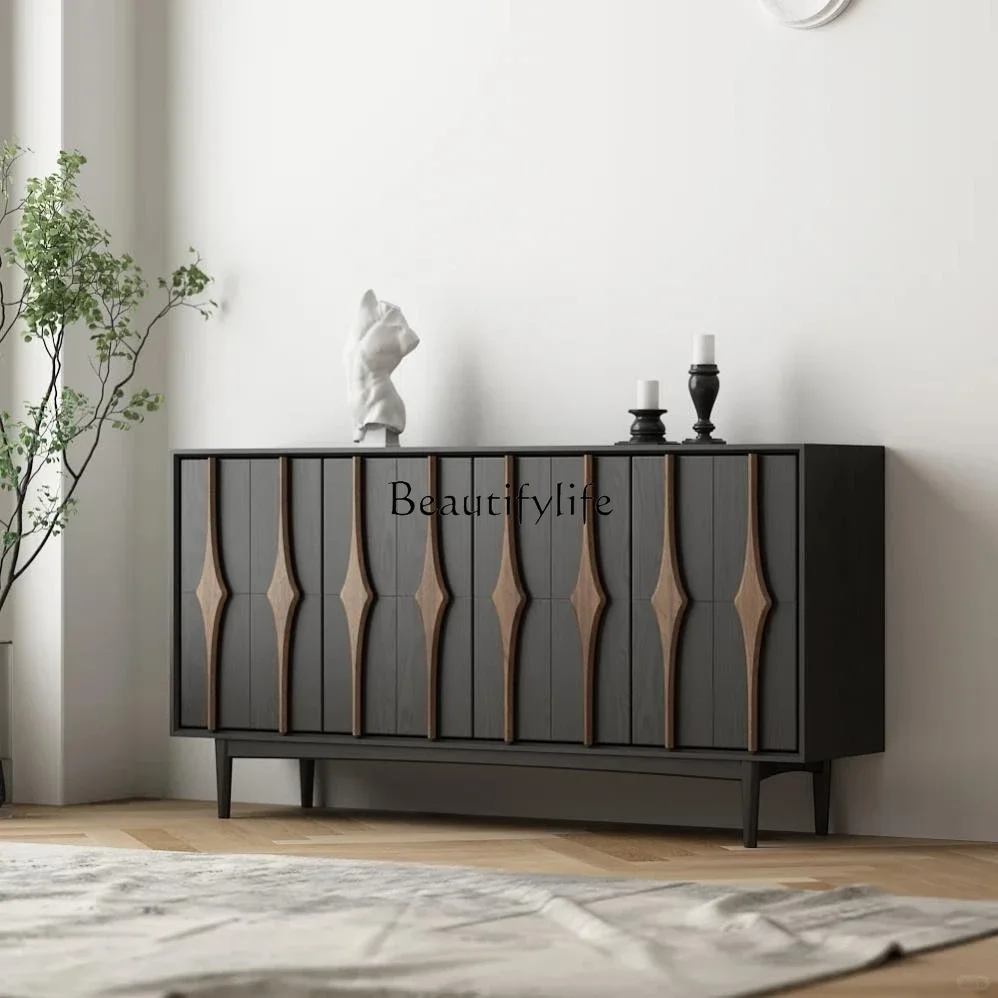 

lMedieval solid wood dining side cabinet creative French retro color matching locker