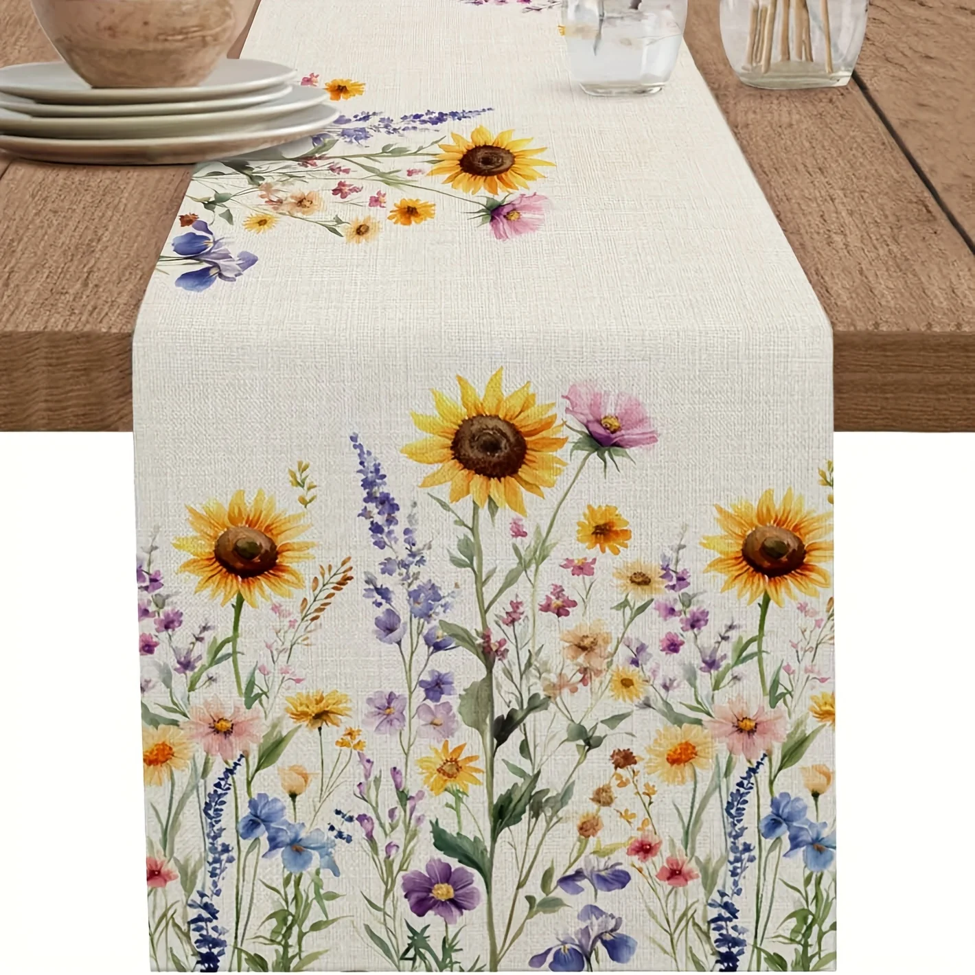 

Скатерть с подсолнухом, полиэфирное волокно, акварель, цветочный принт, элегантный обеденный декор, натуральный шарм, гарантия качества