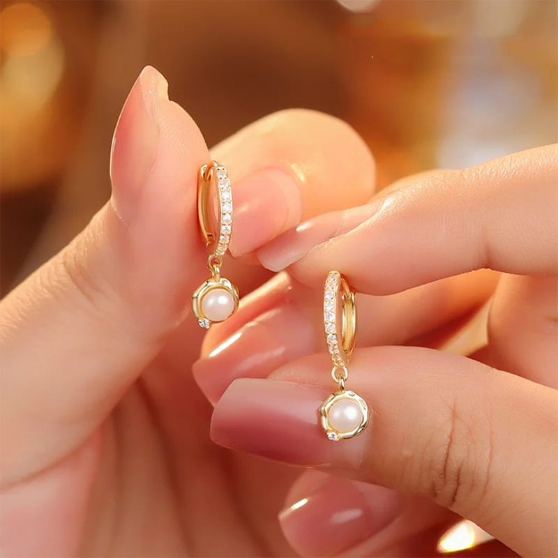 KAMIRA 925 Sterling Silver Wedding Jewelry Luxury Pearl Zircons Pendant Earrings for Women Elegant Charm Delicate Accessories 3