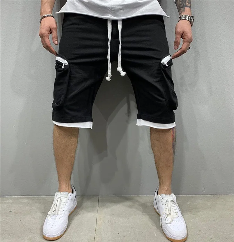 

2023 Summer NEW gyms Shorts Men's Zipper Pocket cotton Running shorts Male fitness Training Sport Short Pants men Track Pants